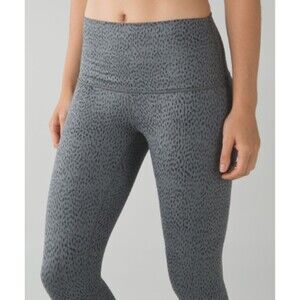 Lululemon Wunder Under Legging Dottie Dash Womens 10 Gray Fold Over Full Length